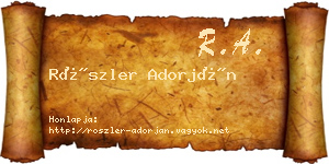 Röszler Adorján névjegykártya